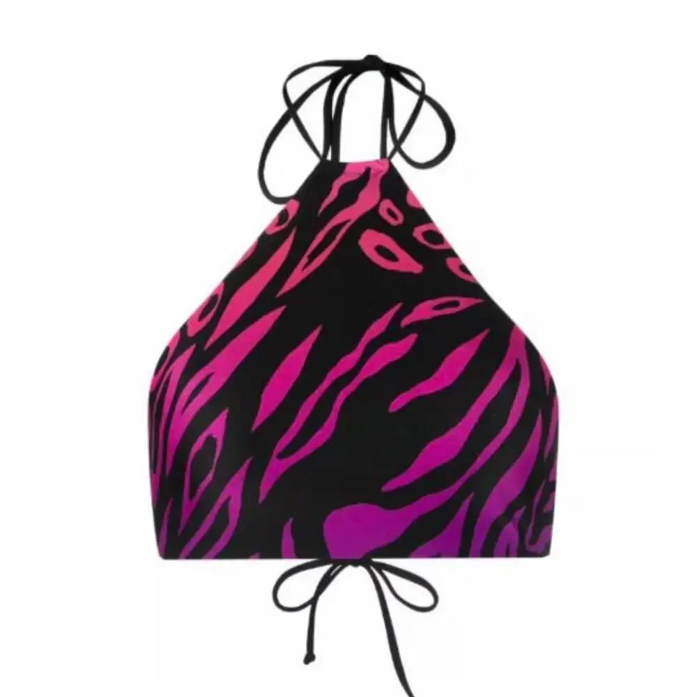 The Attico Animal Print Halter Bikini Top - Size XS-S